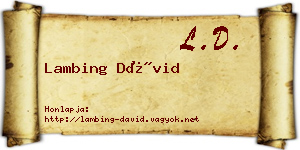 Lambing Dávid névjegykártya