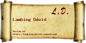 Lambing Dávid névjegykártya